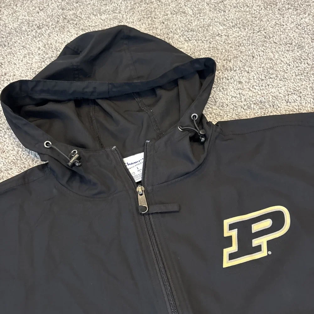 Champion Black Boilermakers Purdue University 1/2 Zip Anorak Windbreaker Jacket